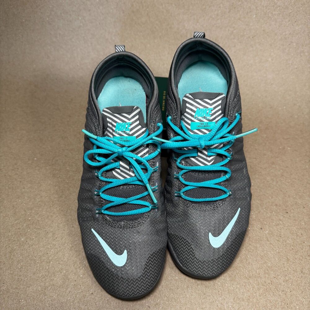 Nike Free 1.0 Cross Bionic Women's Training Shoes Dark Grey Teal Aqua Size 8.5